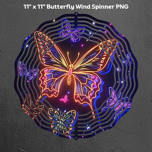 Butterfly Wind Spinner Sublimation Design, Colorful Wind Spinner Template, Garden Wind Spinner PNG, Instant Digital Download PNG