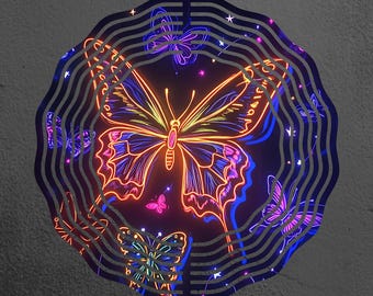 Butterfly Wind Spinner Sublimation Design, Colorful Wind Spinner Template, Garden Wind Spinner PNG, Instant Digital Download PNG