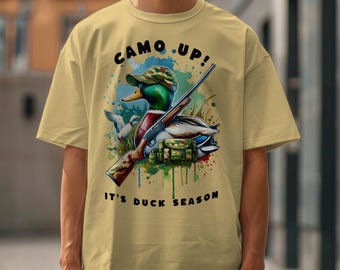 CAMO UP! It's Duck Season PNG design | Digital Download | Camo Duck Hunt Digital T-shirt Design | Great Gift Idea | Watercolor | Get 2 Free