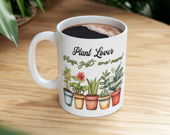 Colorful Plant Lover Ceramic Mug, Perfect for Gardeners, Houseplant Enthusiasts, Gift for Garden Lovers, Plant Mom Coffee Cup, Green Thumb