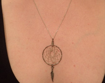 Vintage Silver Dream Catcher Necklace