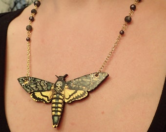 Death's Head Moth necklace, gold tone 2