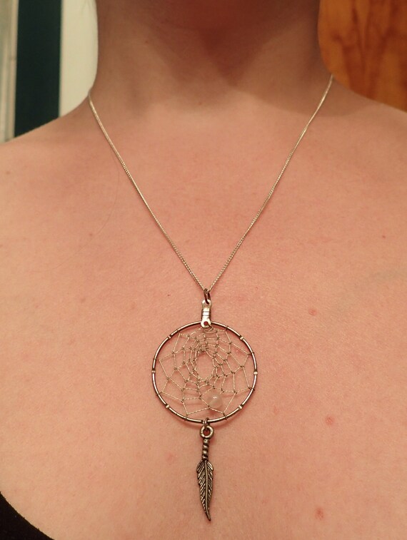 Vintage Silver Dream Catcher Necklace - image 2