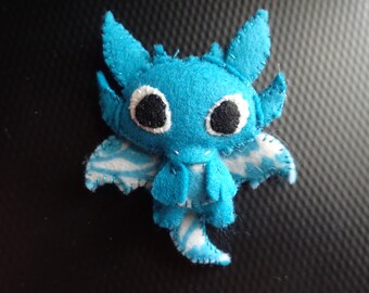 Fairy dragon, Turquoise blue with turquoise and white lace accents, Mini sized