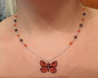 Mini Monarch Butterfly spring necklace