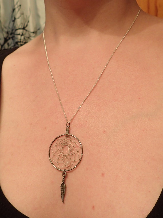 Vintage Silver Dream Catcher Necklace - image 3