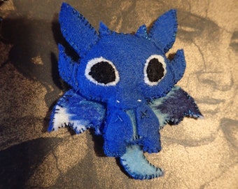 Fairy dragon, Blue with tie dye blue accents, Mini sized