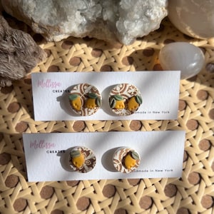 Sicilian Lemon Tiles 2-Brown Edition earrings