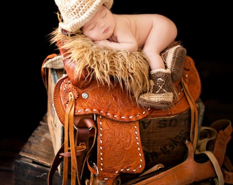 Cowboy Boots and Cowboy Hat, Cowboy baby shower, Brown Cowboy set