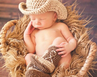 Cowboy Boots and Cowboy Hat, Cowboy baby shower, Brown Cowboy set