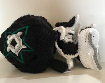 Dallas Stars helmet and ice skates, nhl skates, Dallas Stars