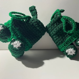 Dual Green Roller Derby Booties, Roller Skates, Roller Skate Booties, Greens