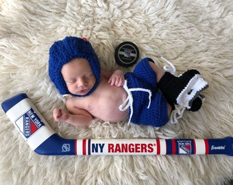 Baby Hockey Skates, Helmet, and Hockey Pants, New York Rangers