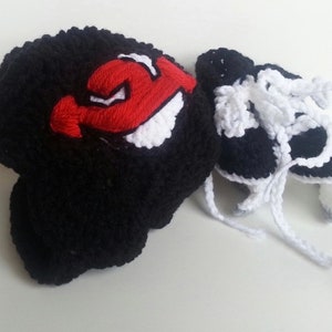 NJ Devils inspired helmet and ice skates, nhl skates, Devils