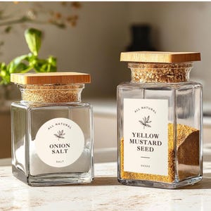 Etichette spezie – adesivi minimalisti per barattoli da cucina, perfetti per organizzare la dispensa