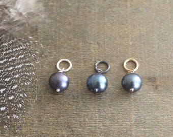 Peacock Pearl Charm, June Birthstone Charm, Genuine Pearl Pendant, Wire Wrapped Charm, Add A Dangle, Real Pearl Charm Only, Petite Pendant