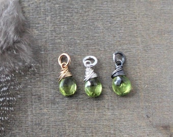 Peridot Charm, August Birthstone Charm, Peridot Pendant, Spiritual Jewelry, Add A Dangle, Heart Chakra Gift, Petite Pendant, Gemstone Charm