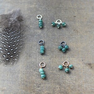 Tiny Emerald Charm May Pendant Genuine Emerald Jewelry DIY Earring Natural Emerald Cluster Charm Small May Birthstone Stacked Pendant Add On