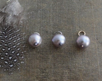 Gray Pearl Charm, June Birthstone Charm, Genuine Pearl Pendant, Wire Wrapped Charm, Add A Dangle, Large Pearl Charm, Freshwater Pearl