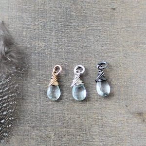 Aquamarine Charm, March Birthstone Charm, Aquamarine Pendant, Wire Wrapped Charm, Add A Dangle, Charm Only, Petite Pendant, Gemstone Charm