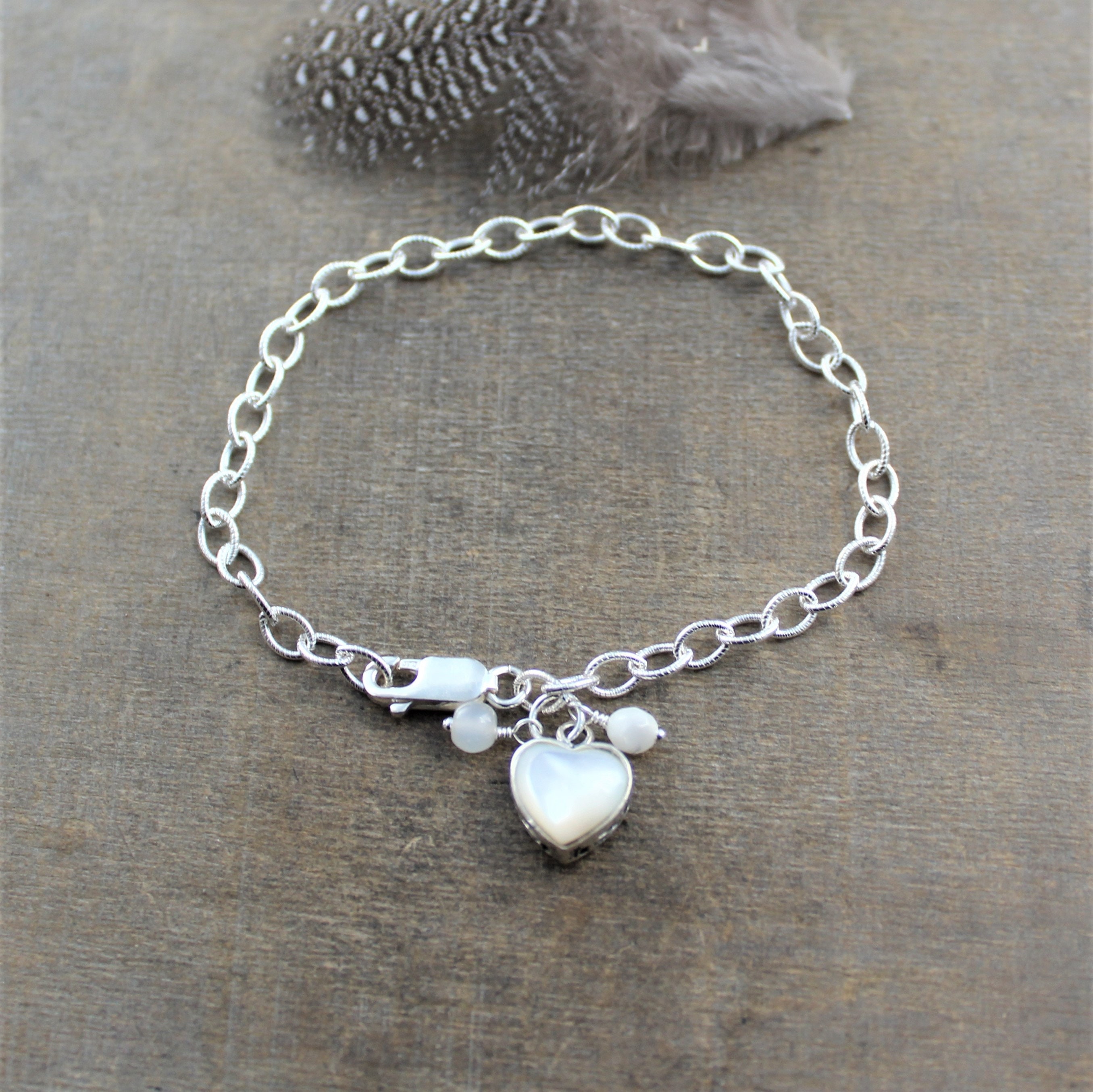 Delicate Heart Chain Bracelet - Chocolate and Steel