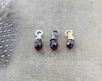 Garnet Pendant January Birthstone Wire Wrapped Pendant Garnet Charm, Add A Dangle, Charm Only, Tiny Pendant, Small Gemstone Charm
