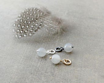 Gray Moonstone Charm, Grey Moonstone Pendant,Wire Wrapped Charm, Add A Dangle, Small Charm Only, Petite Pendant, Tiny Gemstone Charm