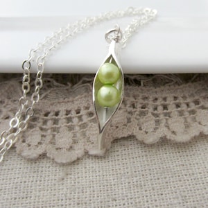 Two Peas In The Pod Necklace, Best Friends Jewelry, Peapod Necklace, 2 Pea Pod Necklace, Twin Jewelry, Two Peas In A Pod Jewelry, Sweet Pea image 1