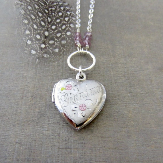 Silver Locket Necklace, Silver Heart Locket, Grand