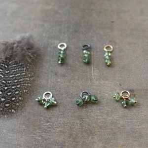 Tiny Green Apatite Charm Green Pendant DIY Jewelry Build A Necklace Cluster Charm Small Stacked Pendant Moss Green Gem for Huggie Hoops