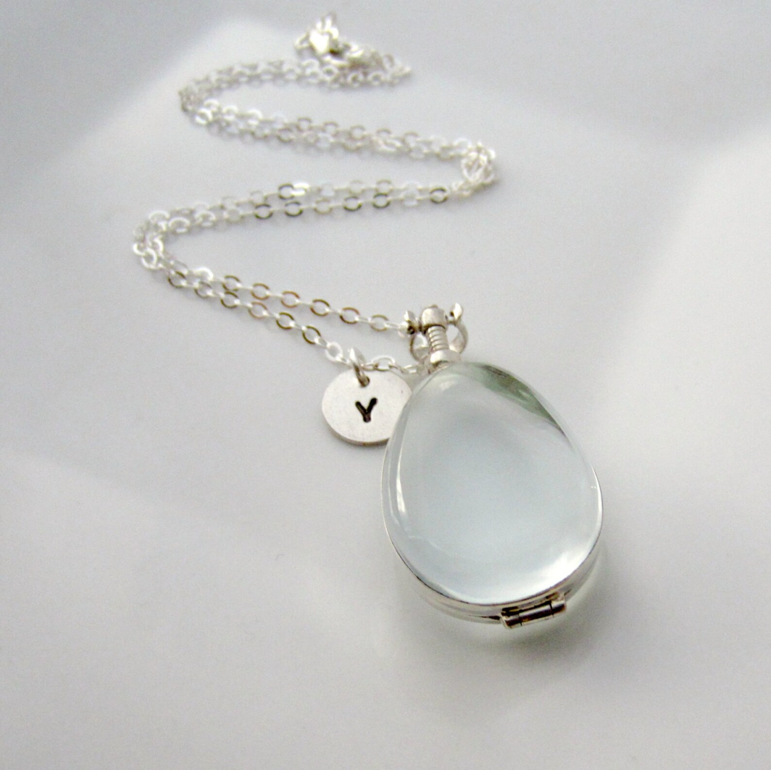 Glass Pendant Locket Glass Locket Necklace Clear Locket Etsy