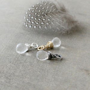 April Birthstone Charm, Crystal Quartz Pendant, Clear Quartz Charm, Wire Wrapped Charm Only, Add A Dangle, Petite Pendant, Gemstone Charm