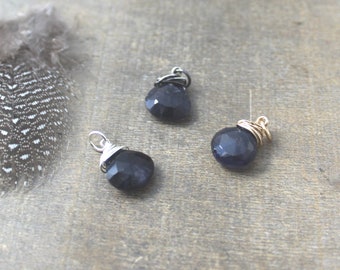 Dark Blue Iolite Pendant, Wire Wrapped Iolite Charm, Something Blue Pendant Water Sapphire Charm, Add A Dangle, Charm Only, Petite Pendant