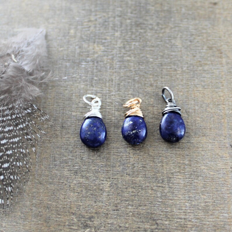 Lapis Lazuli Charm, Lapis Pendant, Healing Stone, Wire Wrapped Pendant, Charm Only, Royal Blue Pendant, Third Eye Chakra Charm 6th Chakra image 2