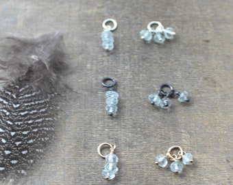 XS Aquamarine Charm March Birthstone Gift DIY Bracelet Cluster Earrings Add A Dangle Tiny Pendant Tiny Charm Genuine Aquamarine Jewelry
