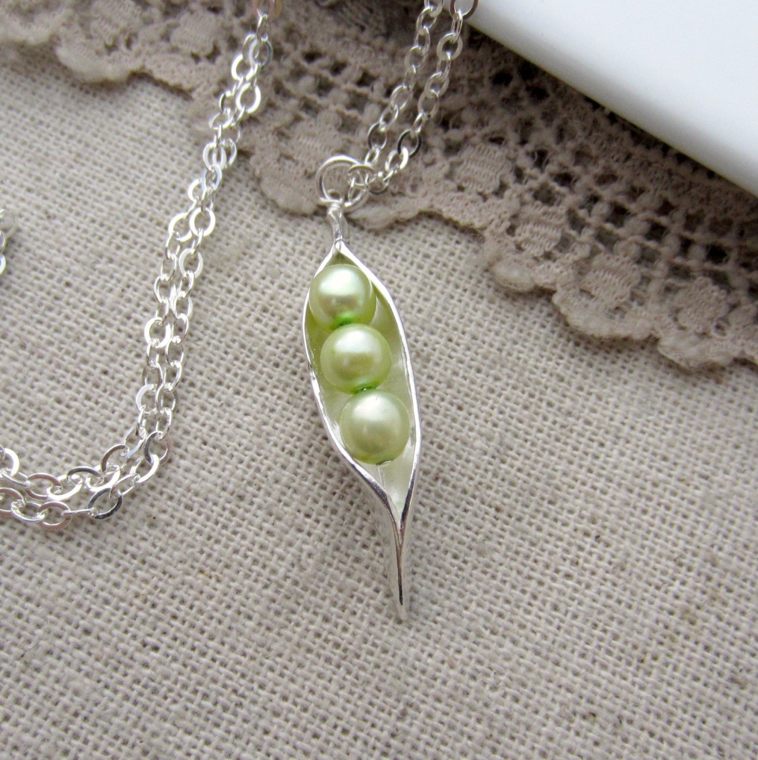 Three Peas in a Pod Necklace 3 Pea Pod 