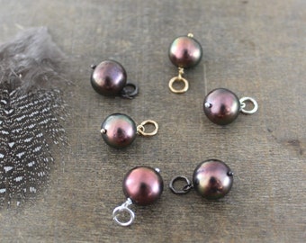 XL Copper Pearl Charm June Birthstone Charm Bronze Pearl Pendant June Birthday Genuine Large Pearl Charm Add A Dangle Charm Real Pearl