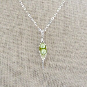 Two Peas In The Pod Necklace, Best Friends Jewelry, Peapod Necklace, 2 Pea Pod Necklace, Twin Jewelry, Two Peas In A Pod Jewelry, Sweet Pea image 4