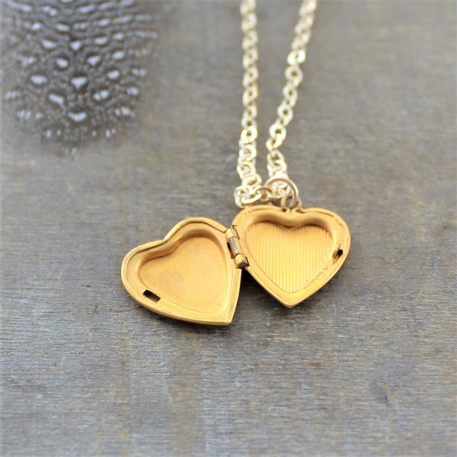 Gold Heart Locket Necklace Gold Locket Gold Photo Locket Etsy