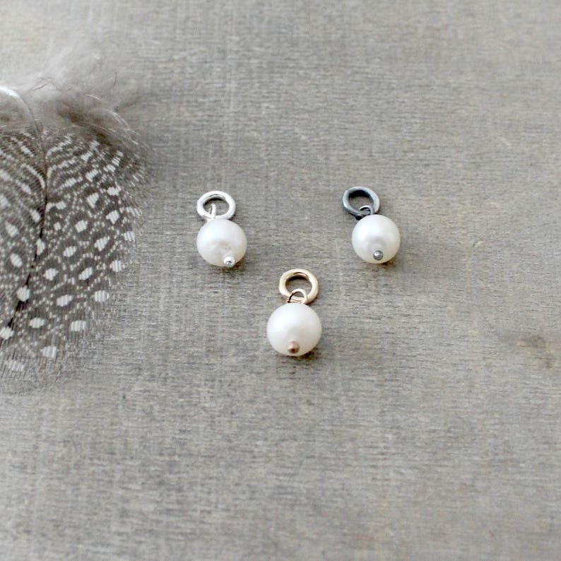 Freshwater Pearl Charm, June Birthstone Charm, White Pearl Pendant, Wire Wrapped Charm, Add A Dangle, Real Pearl Charm Only, Petite Pendant, image 4