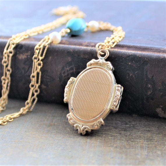 Unique Locket, Gold Locket Necklace, Gold Filled … - image 1