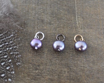 Purple Pearl Charm Freshwater Pearl Pendant June Birthday Gift DIY Necklace  Add A Dangle Real Pearl Charm for Huggie Hoop Petite Pendant