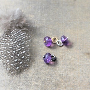 February Birthstone Charm, Amethyst Pendant, Small Amethyst Charm, Add A Dangle, Charm Only, Petite Pendant,  Crown Chakra Charm