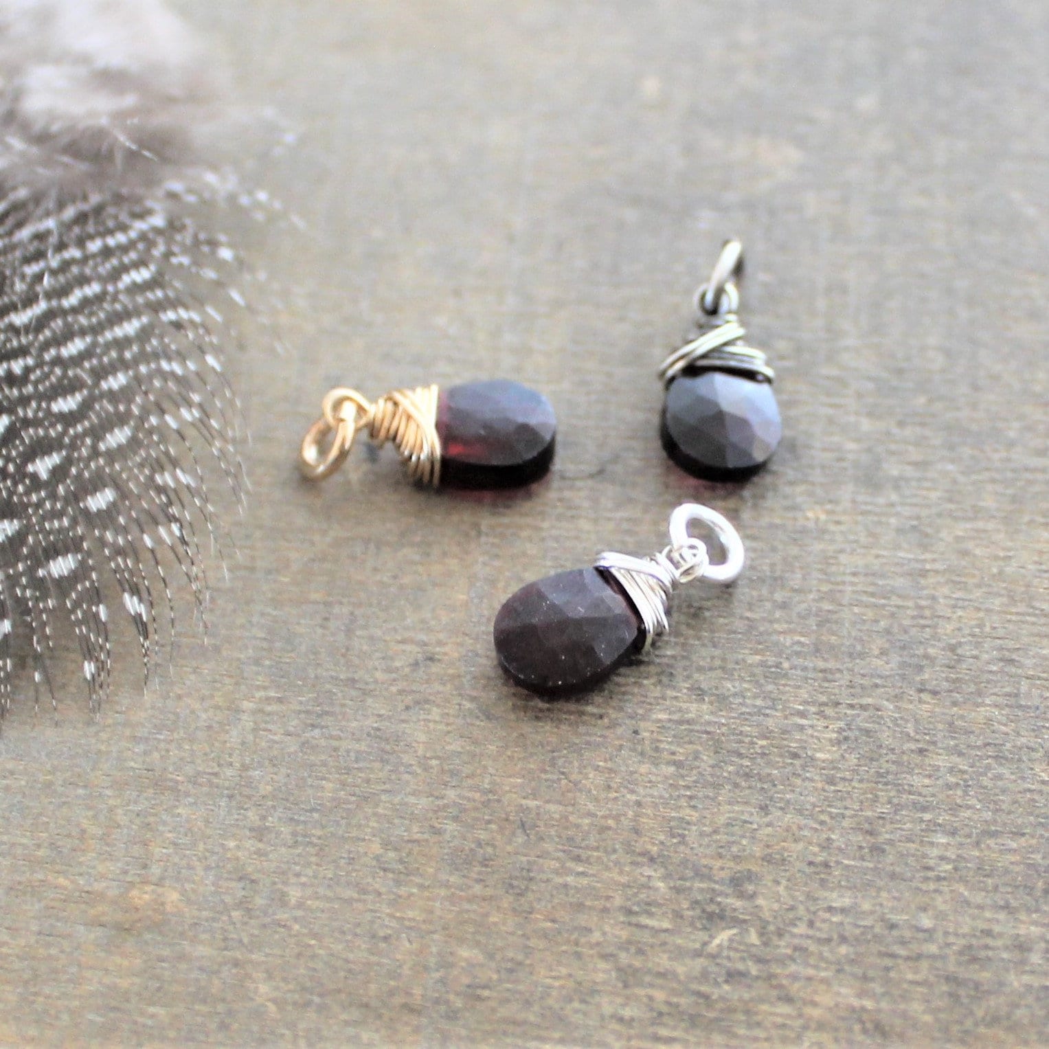 Garnet Pendant January Birthstone Wire Wrapped Pendant Garnet Charm, …