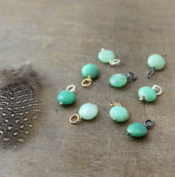 Green Chrysoprase Pendant, Chrysoprase Charm, Wire Wrapped Pendant Healing Stone Charm Only, Metaphysical Stone, Add A Dangle, Yoga Jewelry