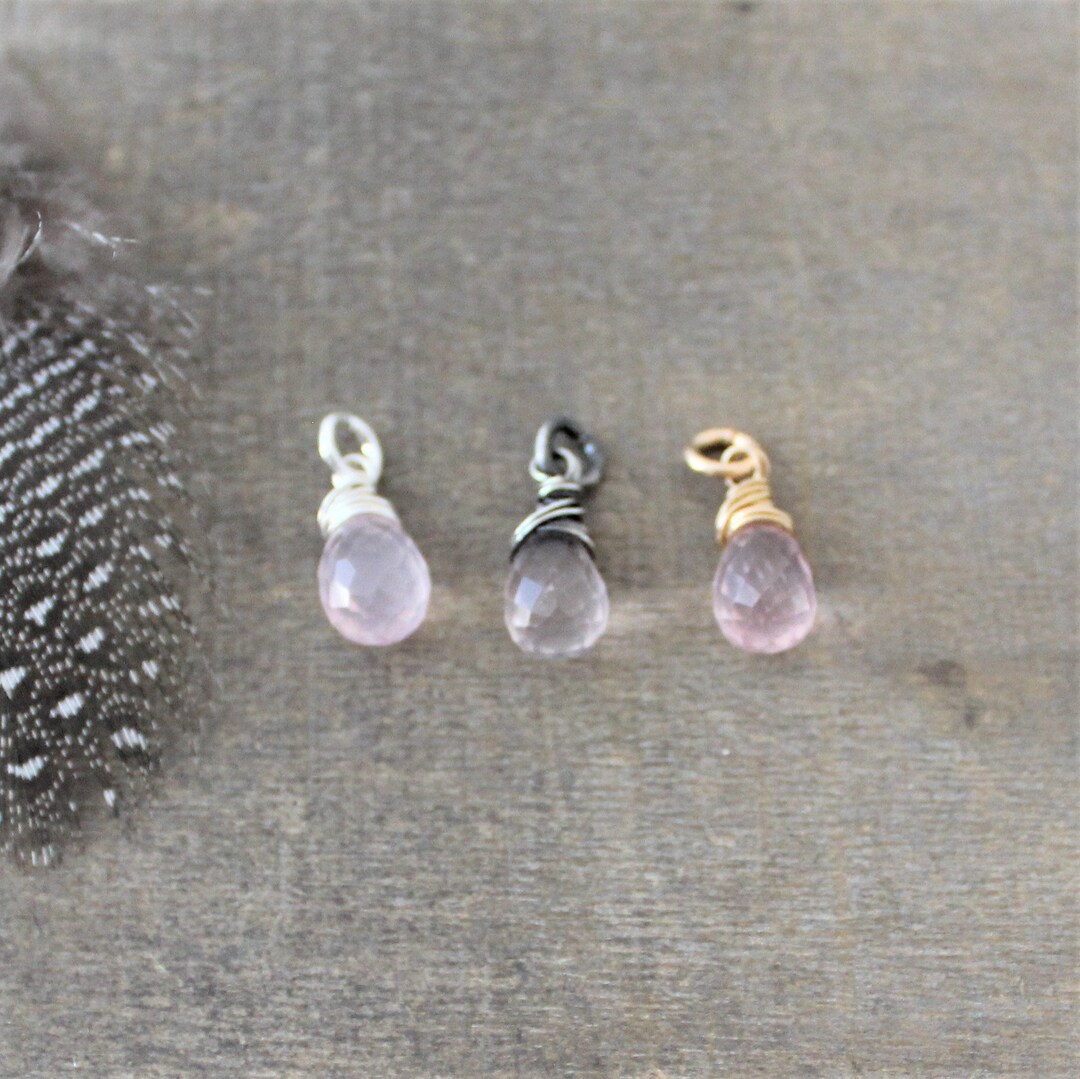 Rose Quartz Charm, Pink Gemstone Pendant, Wire Wrapped Charm, Add A