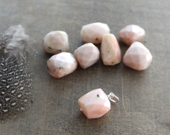 Choice - Rustic Pink Opal Charm, October Birthstone Charm, Opal Pendant, Chunky Nugget Irregular Charm , Add A Dangle, DIY Gemstone Pendant