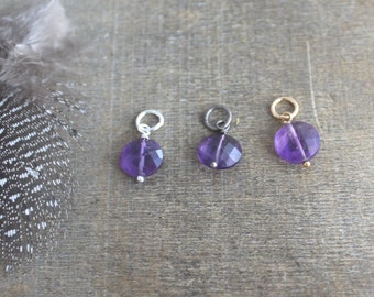 Medium Amethyst Pendant, February Birthstone Charm for Necklace or Earrings, Removable Charm Healing Stone, Yoga Jewelry Crown Chakra Stone