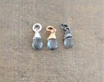 Moss Aquamarine Charm, March Birthstone Charm, Aquamarine Pendant, Healing Stone, Add A Dangle, Charm Only, Petite Pendant, Diy Jewelry