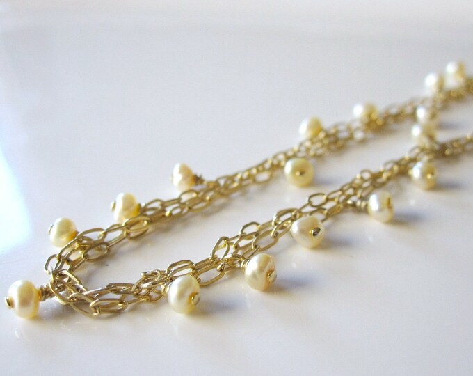 Gold Bracelet Yellow Pearl Bracelet Freshwater Pearl Etsy